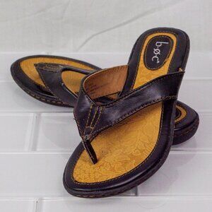 B.O.C Bora Womens 7M Black Letaher Slip On Flip Flop Sandles